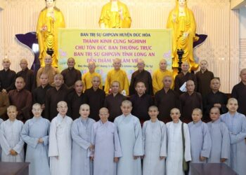 Ban Thường trực BTS GHPGVN tỉnh Long An thăm và làm việc tại Văn phòng BTS GHPGVN huyện Đức Hòa