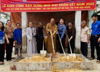 Đức Hòa: Ban Trị sự Phật giáo huyện khởi công xây dựng Nhà Đại đoàn kết tại TT. Hậu Nghĩa